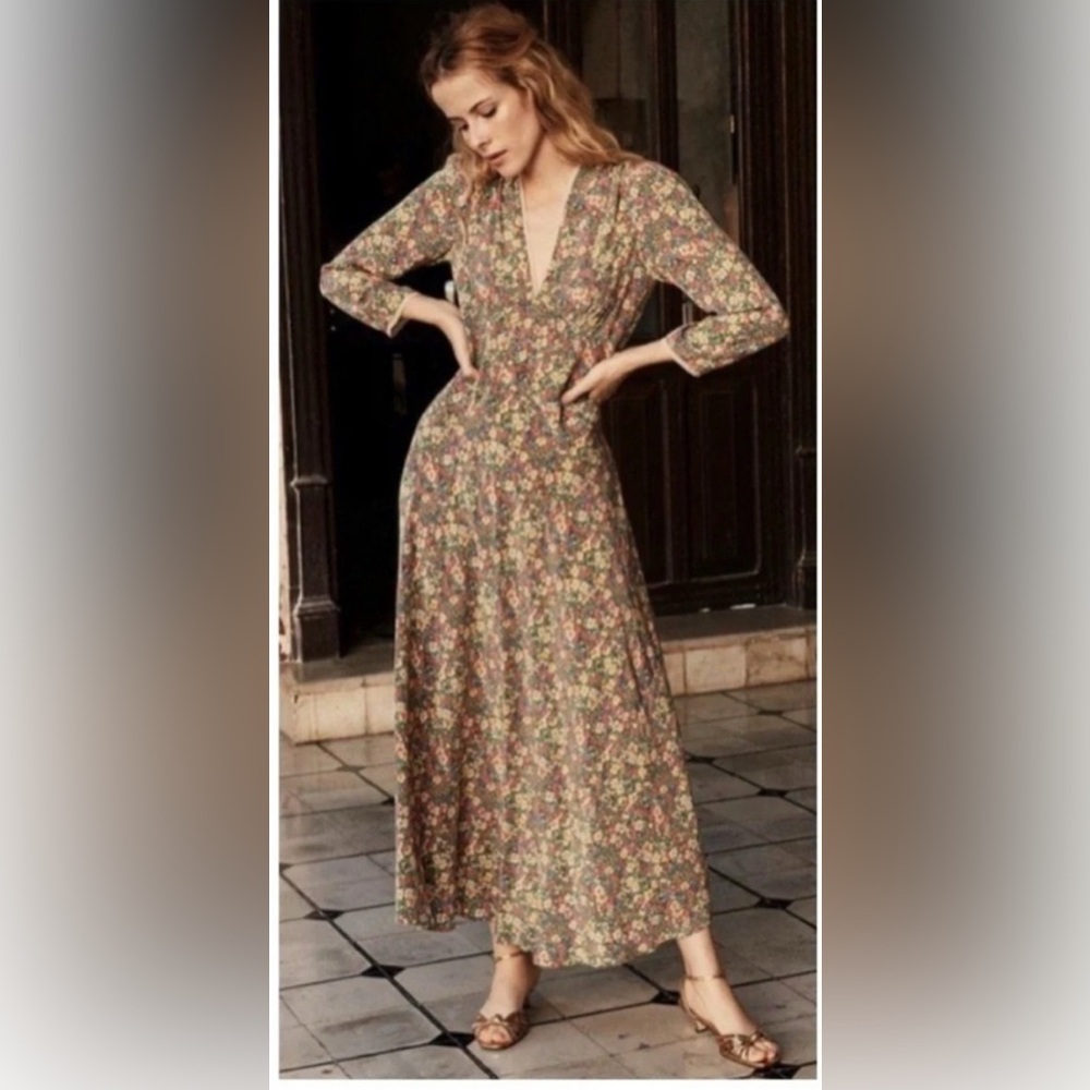 Doen Catskills Silk Dress in Green Valley Floral L